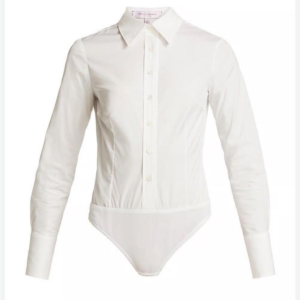 Carolina Herrera Poplin White Shirt Bodysuit